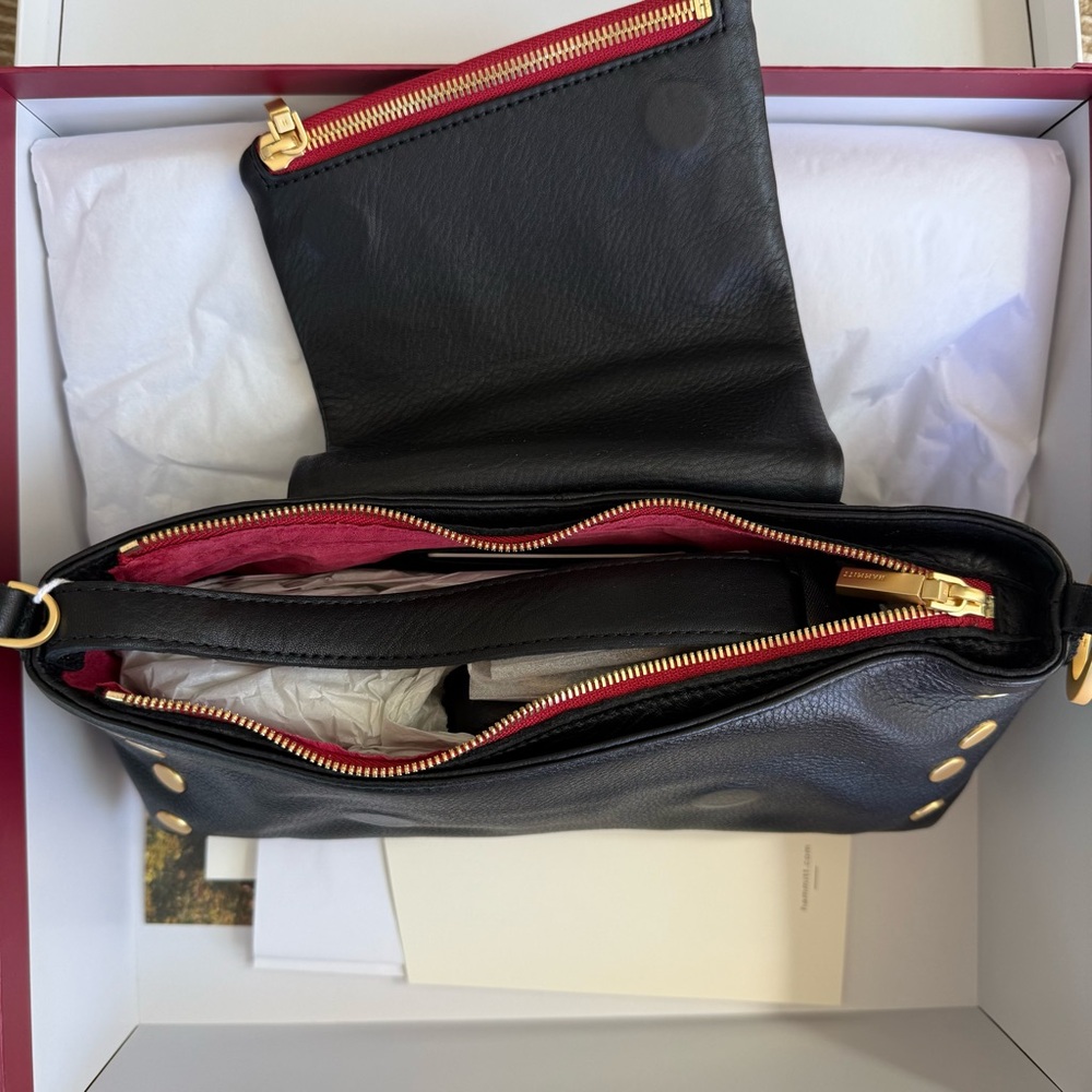 Hammitt Black Leather Shoulder Bag with Gold Studs - Picture 4 of 7